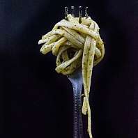 Spaghetti auf einer Gabel